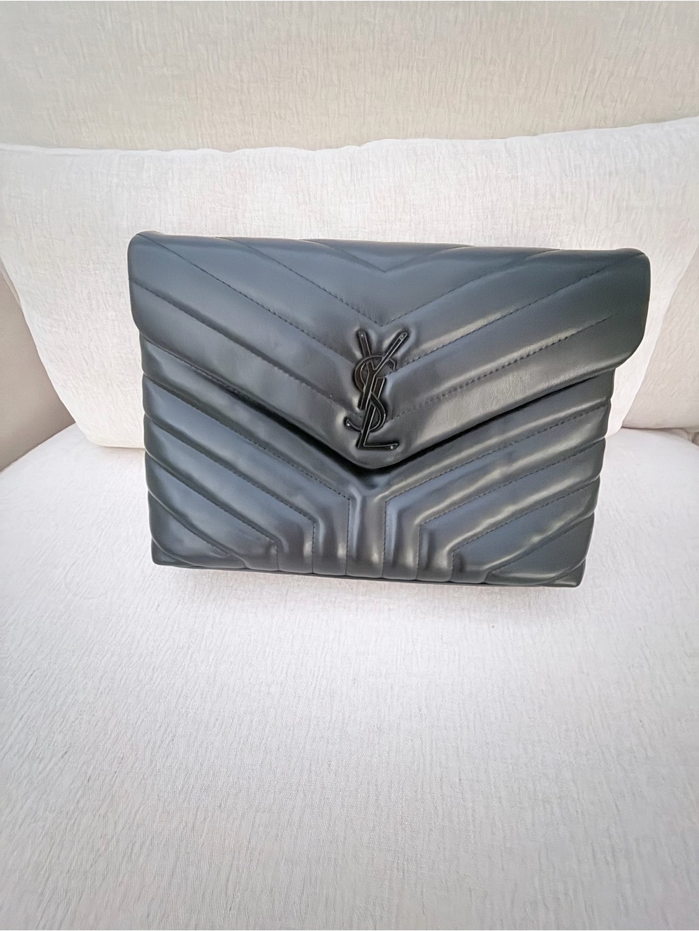 Leather , Black Quilted Envelope Wristlet